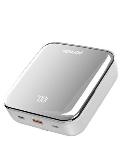 Buy 20000 mAh Compact Power Bank With Out Cable USB-A Type-C and Lightning Silver in UAE