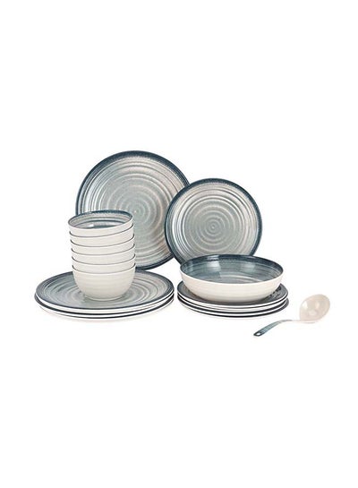 Buy Royalford 20pcs Melamineware Dinner Set RF12512 Includes Dinner and Side Plates, Serving and Rice Bowls and Ladle Dishwasher-Safe and Freezer-Friendly Multicolor 3kg in UAE