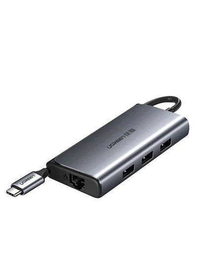 اشتري USB C HUB 5 In 1 - 3 X USB 3.0, Eathernet 10/100/1000M, USB C PD For Charging Only Black في مصر