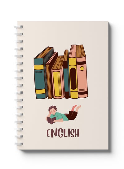 Buy English Sprial Notebook, 60 Sheets with Hard Paper Cover Books Design Multicolour in Saudi Arabia