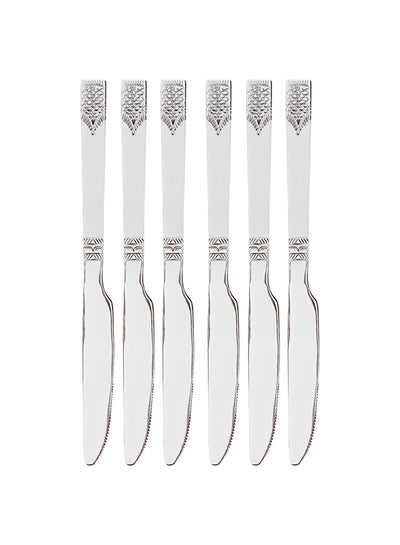 Buy Royalford 6pcs Stainless Steel Table Knife RF11947 22 CM, Stylish, Non-Magnetic, and Light-Weight 100% Food-Grade, Suitable for Dining Table, Home and Restaurant Multicolor in UAE