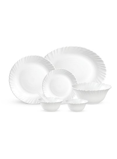 Buy Royalford 33 Piece Classic Opalware Dinner Set- RF12466/ Includes Oval Plate, Dinner and Dessert Plates, Serving, Salad Bowls and Soup Spoons/ Dishwasher-Safe and Microwave Safe Multicolor in UAE