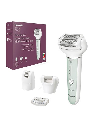 Buy Wet And Dry Epilator For Women, Double Disc With 60 Tweezers, Flexible 90° Pivoting Head, 3 Speed Setting And Led Light Es-Ey70 White in UAE