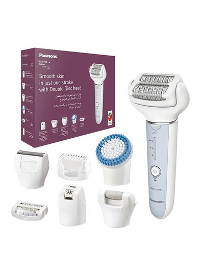 Buy Wet And Dry Epilator For Women, Double Disc With 60 Tweezers, Flexible 90° Pivoting Head, 3 Speed Setting And Led Light Es-Ey90 White in UAE