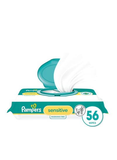 Buy Sensitive Baby Wipes, Water Based, Hypoallergenic And Unscented, 1 Flip-Top (56 Wipes Total) in UAE