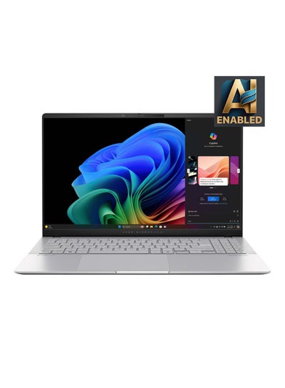 Buy AI-Ready Vivobook S15 OLED S5507QA-MA001W Laptop With 15.6-Inch 3K (2880x1620) Display, Qualcomm Snapdragon X Elite Processor/32GB RAM/1TB SSD/Intel Iris XE Graphics/Windows 11 Home/Copilot+ PC English/Arabic Cool Silver in UAE