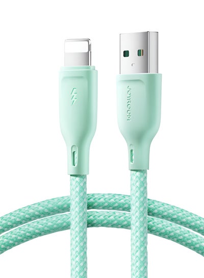 Buy 3A Fast Charging Multi-Color Series USB to Lightning Data Cable For iPhone Series 15 14 13 12 11 X, 2M Green in UAE