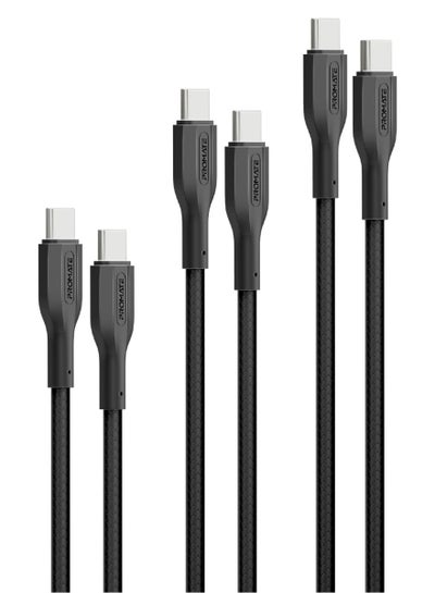 Buy Pack Of 3 USB-C To USB-C Cables, Ultra-Fast Triple Type-C Sync & Charge Cables With 60W Power Delivery, Versatile Lengths (0.3m, 1.2m, and 2m), 25000+ Bend Test, Tangle-Free Cords, CableKit-CC Black in Saudi Arabia