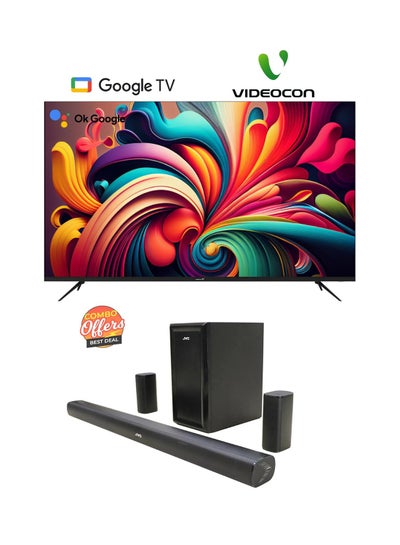 Buy 75" 4K UHD Official Google Tv And JVC 5.1CH Soundbar With Wireless Subwoofer 3600W PMPO Combo E75ELGT1100+TH-N430B Black in UAE