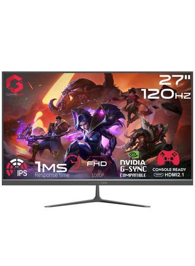 Buy 27 inch Gaming Monitor FHD 120Hz IPS 1ms, Wide IPS Screen Fast HDMI 2.1 and VGA Display Port Built-in Speakers Support PS5 Black in Saudi Arabia