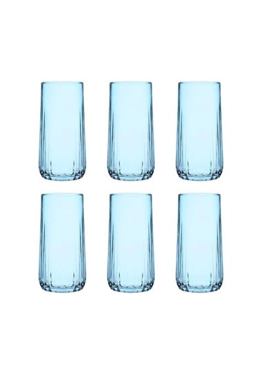 Buy Pasabahce Nova Long Cup Set of 6 cups (360ml) For Cold Drinks and Water -Turquoise Turquoise in Egypt