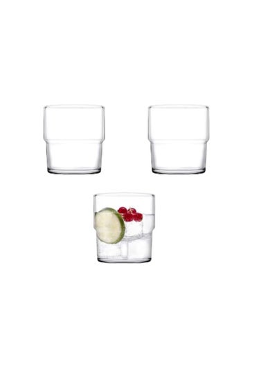 Buy Pasabahce Hill Old Fashioned -(300ml) Set of 3 Cups -Turkey Made Clear in Egypt