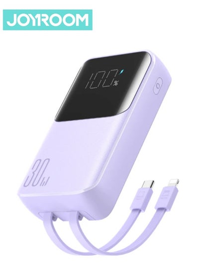 Buy 10000 mAh JR-PBC06 30W Mini Power Bank With Built-in USB-C / Lightning Cables Purple in Egypt