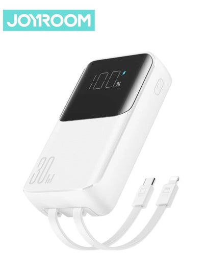 Buy 10000 mAh JR-PBC06 30W Mini Power Bank With Built-in USB-C / Lightning Cables White in UAE