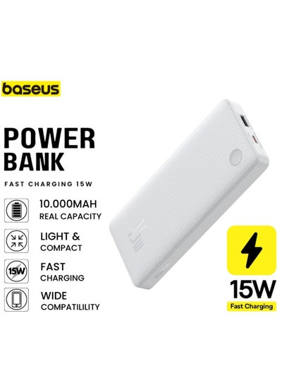 Buy 10000 mAh Portable Charger, 15W Power Bank Fast Charging, Slim Battery Pack Charger Portable With USB C In & Out For iPhone 15 14 13 12 11 Samsung S24 S23 S22 Google LG iPad And More- White in UAE