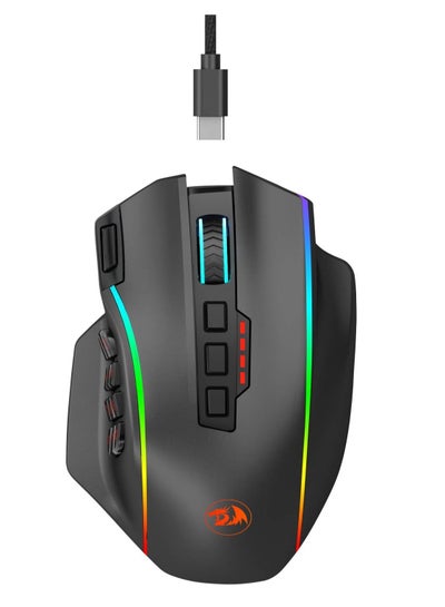 Buy Redragon M901P-KS Gaming Mouse - 16 Programmable Buttons, 16000 DPI (Wireless, Black) in Egypt