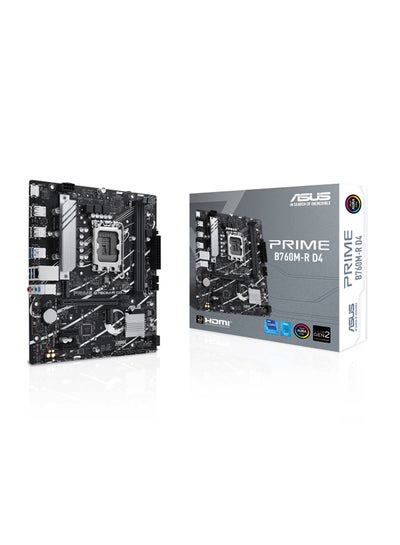 اشتري اللوحة الأم PRIME B760M-R D4 LGA 1700 Micro-ATX، 2xDDR4 DIMM، ذاكرة بحد أقصى 64 جيجابايت، PCIe 4.0 x16، Realtek 2.5Gb Ethernet، HDMI، USB 3.2 Gen 1، Aura Sync | 90MB1HA0-M0EAY0 في مصر