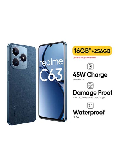 اشتري C63 ثنائي الشريحة جلد أزرق 8 + 8 جيجابايت رام 256 جيجابايت 4G - إصدار الشرق الأوسط في السعودية