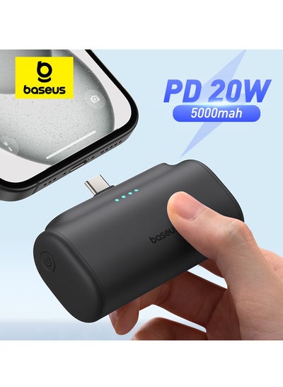 اشتري 5000 mAh Power Bank with Built-in USB-C Connector Portable Charger 20W For iPhone 15/15 Plus/15 Pro/15 Pro Max, Samsung S22/23/S24 Series, Huawei, Pixel, iPad Pro/Air, And All Type C Phone Black في الامارات