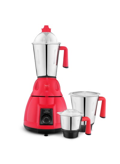 Buy 3 In 1 Mixer Grinder Blender With Powerful Motor And 3 Speed Control Pulse 3 Stainless Steel Jars 750 W BL 320C Red in Saudi Arabia