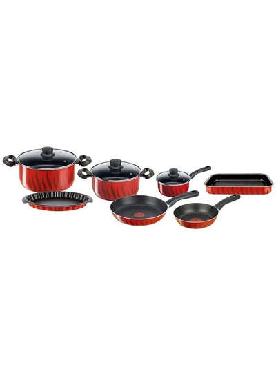 Buy Cookware Set of 10 Pieces  100% Made in France  NonStick  Tempo Flame C3079182 Red 26cm in Saudi Arabia