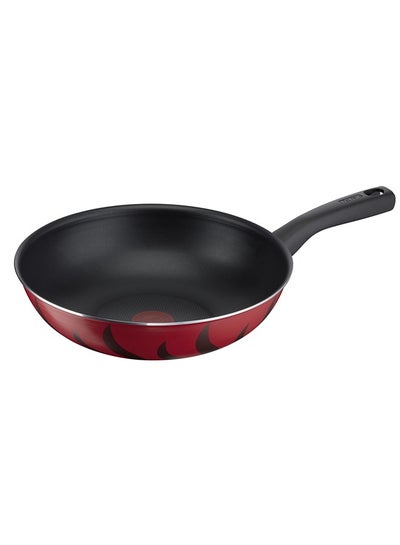 Buy Wok Pan 28 cm  100% Made in France  NonStick with Thermo Signal  Tempo Flame C3041983 Red 28cm in Saudi Arabia