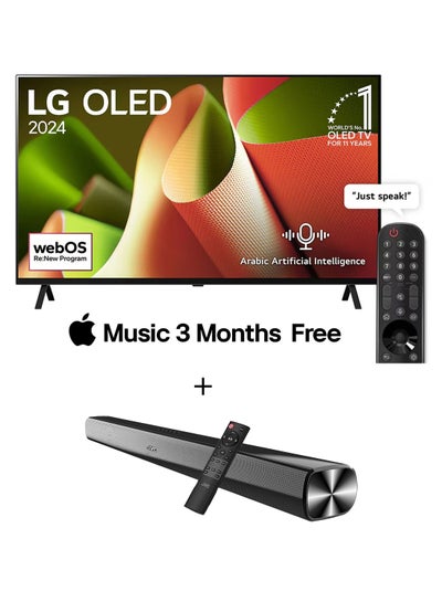 اشتري 55 Inch 4K Smart TV AI Magic Remote Dolby Vision WebOS24 2024 With 2.0CH Soundbar Plus Bluetooth, Usb, Fm Radio With 600W PMPO OLED55B46LA+TH-N322B Black في الامارات