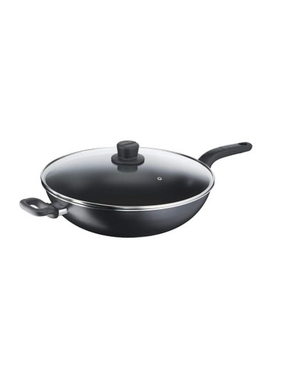 اشتري TEFAL Wok Pan with Lid | Cook Easy Xl 36 cm Frying Pan |Non Stick Frypan | Aluminium | Black |  | B5039296 Black 36cmcm في الامارات