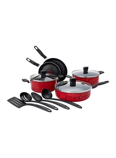 Buy 12-Piece Aluminium Cookware Set With Flame Décor Bugatti Red 5kg in Egypt