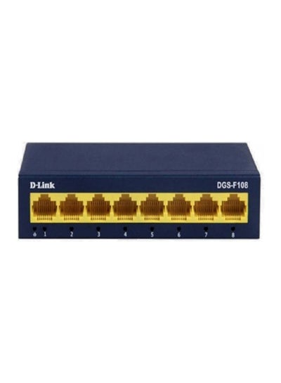 Buy 8 Port Gigabit Desktop Unmanaged Switch, Up To 2Gbps Duplex Mode, Energy Saving, Plug and Play Installation, 4K Mac Address Capacity | DGS-F108 Blue in UAE