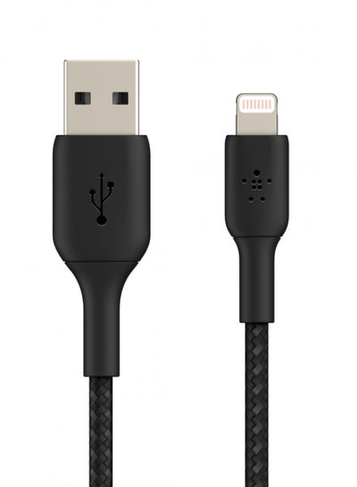 Buy Charging Cable Braided USB to lightning 1m Black in UAE