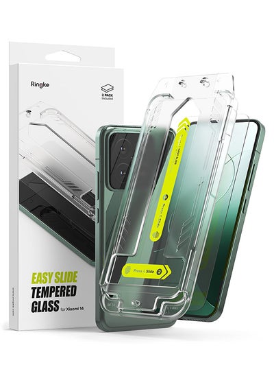 اشتري Tempered Glass [Easy Slide] Compatible with Xiaomi 14 Screen Protector, Case Friendly Shatterproof Premium 9H Hardness, Easy to Install - 2 Pack Clear في الامارات