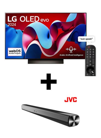 اشتري 48 Inch OLED evo C4 4K Smart TV, 2024 Model With 2.0CH Soundbar Plus Bluetooth, Usb, Fm Radio With 600W PMPO OLED48C46LA+TH-N322B Black في الامارات