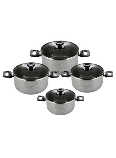 Buy Tefal Cook Natural Cookware Set, Size (18-20-24-28) cm - Grey Grey 18-20-24-28cm in Egypt