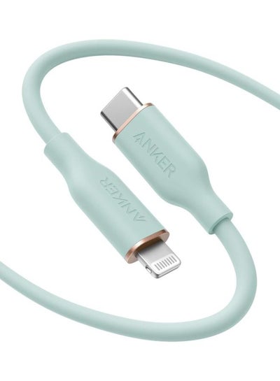 Buy Anker PowerLine III USB-C Lightning Cable, MFi Certified, Anker Tangle-Free, USB PD Compatible, Silicone Material- 6 feet (0.9 m)-Mint Green Mint Green in Egypt