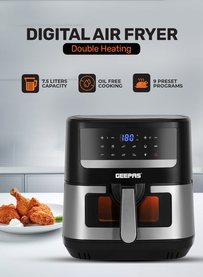 Buy Double Heating Digital Air Fryer 7.5 L | Vortex Frying Technology | Digital Display 1-60 min Timer | 9 Preset Programs, Fries Chicken & more | 2 Years Warranty 7.5 L 2150 W GAF37543 Black/Silver in UAE