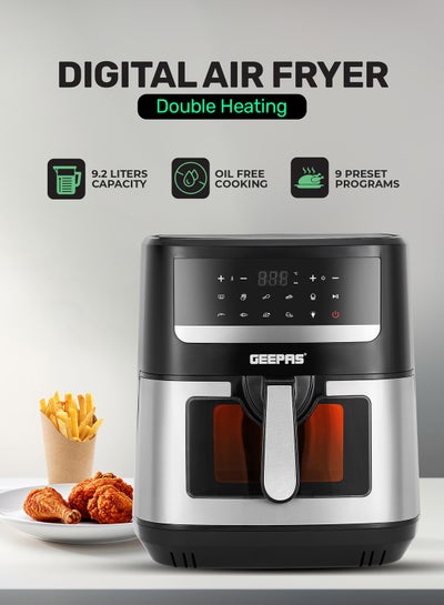 اشتري Double Heating Digital Air Fryer 9.2 L Vortex Frying Technology | Digital Display 1-60 Min Timer| 9 Preset Programs For Fries, Steak, Chicken & more | 2 Years Warranty 9.2 L 2150 W GAF37544 Black/Silver في السعودية