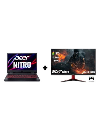 اشتري Nitro 5 Gaming Laptop With 15.6-Inch Display, Core i7-12650H Processor/16GB RAM/512GB SSD/DOS(Without Windows)/4GB NVIDIA GeForce RTX 3050 Graphics Card With VG240Y Gaming Monitor 23.8-inch 180Hz, 0.5ms Response Time English/Arabic Obsidian Black في السعودية