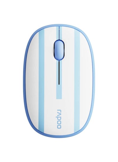 اشتري M650 Wireless Mouse Flag Version | Multi Mode Mouse (BT 3.0, BT 5.0 & 2.4GHz) 1300 DPI Silent Click Mouse, Slim Design |Flag Mouse For Laptop, PC, Tablets, & Mac White/Blue في الامارات