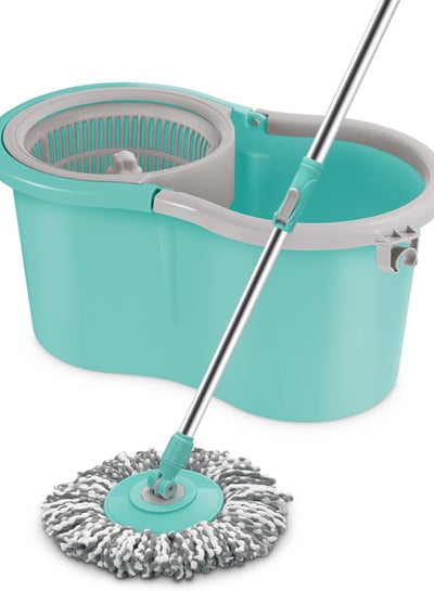 Buy Spotzero by Milton Ace Spin Mop Bucket, Extendable Handle, Wringer Set, 360 Spinning Mop Bucket Floor Cleaning And Mopping System with 1 Microfiber Refills, Aqua Green Aqua Green in UAE