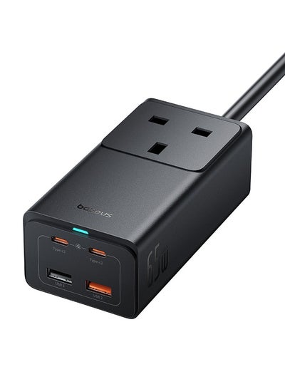 اشتري OS-Baseus GaN5 Pro PowerCombo On Powerstrip AC+2U+2C 65W 1.5m  UK Cluster Black(Include：Baseus Xiaobai Series Fast Charging Cable Type-C to Type-C 100W(20V/5A) 1m） Black في السعودية