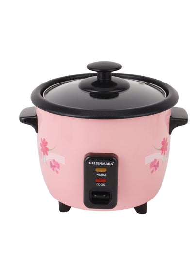 Buy 3-In-1 Automatic Rice Cooker Warm & Steam Non-Stick Inner Pot With Tempered Glass Lid 0.6 L 350 W OMRC2350 Pink in Saudi Arabia