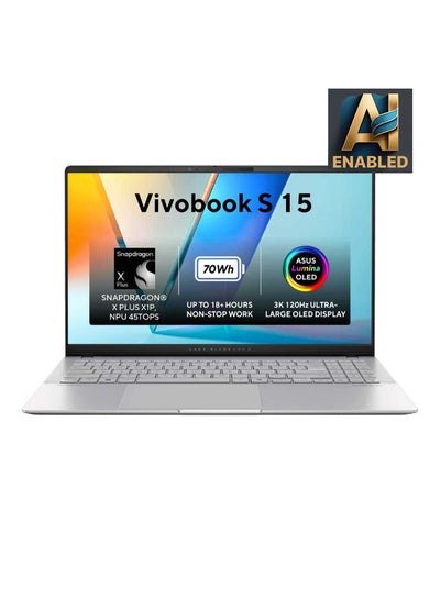 Buy Vivobook S 15 Laptop With 15.6-Inch Display, Qualcomm Snapdragon X Plus Processor/16GB RAM/1TB SSD/Intel UHD Graphics/Windows 11 Home English/Arabic Cool Silver in UAE