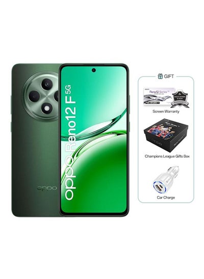 اشتري Reno 12F 5G Dual SIM Olive Green 12GB RAM 256GB - Middle East Version With Screen Warranty Champions League Gifts Box And Car Charger في السعودية