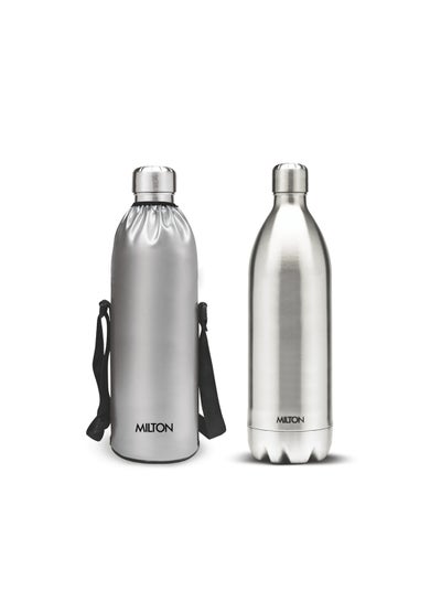 Buy Milton Thermosteel Duo DLX 1500, Double Walled Vacuum Insulated 1500 ml | 51 oz | 1.5 Ltr | 24 Hours Hot and Cold Bottle with Cover, 18/8 Stainless Steel, BPA Free, Food Grade, Leak-Proof | Silver Silver in Saudi Arabia