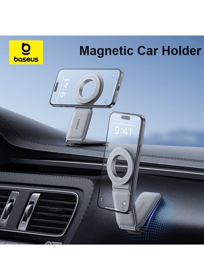 Buy MagSafe Car Mount for Car Dashboard & Tesla Screen, [Metal&Leather] Foldable Magnetic Phone Holder for Car, 360° Rotation Car Mount Strong Magnets Car Phone Holder Fits iPhone 15 14 13 12 Pro Max Grey in UAE