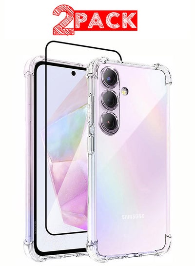 Buy (for Samsung Galaxy A35 5G) 2 Pack Clear Case and Screen Protector Ultra Slim Thin Flexible Scratch Resistant Transparent TPU Shockproof Case Clear in UAE