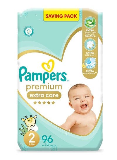 Buy Premium Extra Care Diapers, Size 2, Saving Pack, 96 Baby Diapers in Egypt