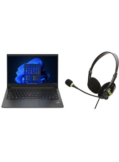 اشتري ThinkPad E14 Laptop With 15.6-inch Full HD Display, Core i5-1235U Processor/32GB RAM/1TB SSD/Windows 11/Intel Iris Xe Graphics + USB Gaming Headset For Laptop Computer PC English/Arabic Black في السعودية