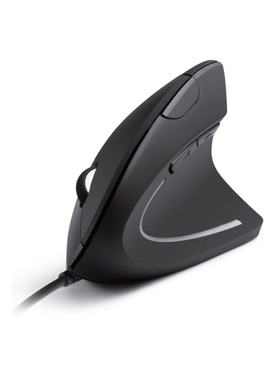 اشتري Vertical Ergonomic Optical Mouse – USB Cable Compatible For Right Handers, Hand & Joint Comfort, 1000/1600 DPI, 5 Buttons | Black في السعودية